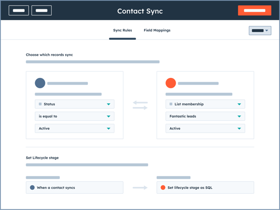 HubSpot user interface showing how you can transfer and sync data into HubSpot